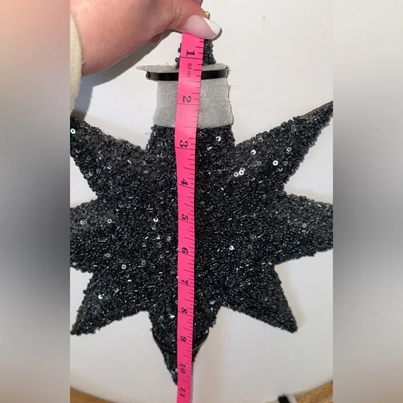Beaded and Glitter Crescent Moon & Star Wall Decor - Navy Measurements in photos - Picture 6 of 6